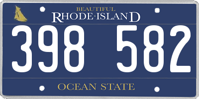 RI license plate 398582