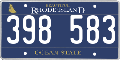 RI license plate 398583