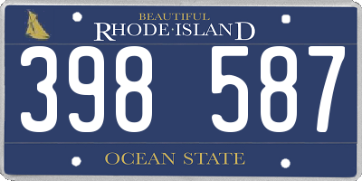 RI license plate 398587