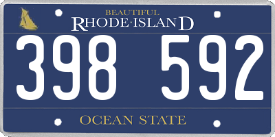 RI license plate 398592