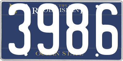 RI license plate 3986