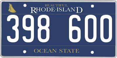RI license plate 398600