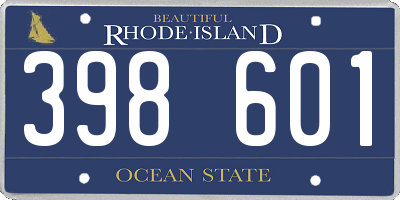 RI license plate 398601