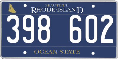 RI license plate 398602