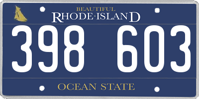 RI license plate 398603