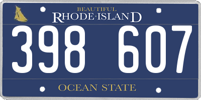 RI license plate 398607