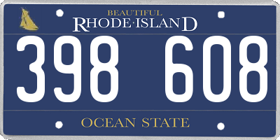 RI license plate 398608