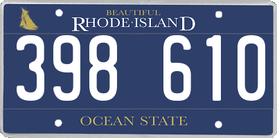 RI license plate 398610