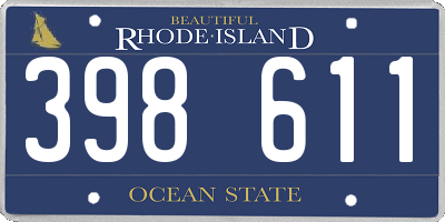 RI license plate 398611
