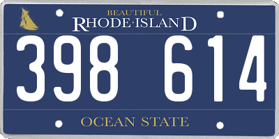RI license plate 398614