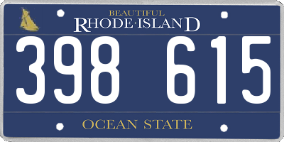 RI license plate 398615