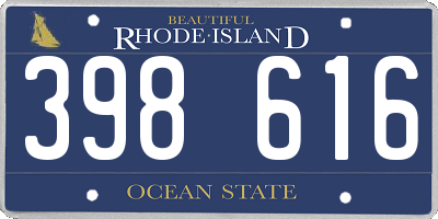 RI license plate 398616