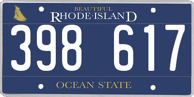 RI license plate 398617