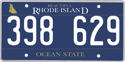 RI license plate 398629