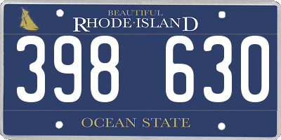 RI license plate 398630
