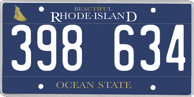 RI license plate 398634