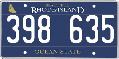 RI license plate 398635