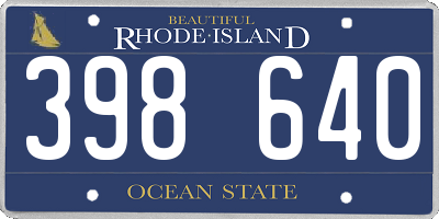 RI license plate 398640