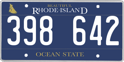 RI license plate 398642