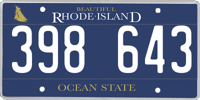 RI license plate 398643