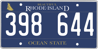 RI license plate 398644