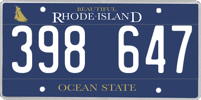RI license plate 398647