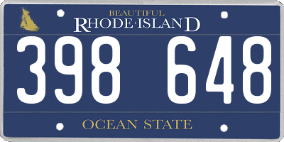 RI license plate 398648