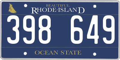 RI license plate 398649