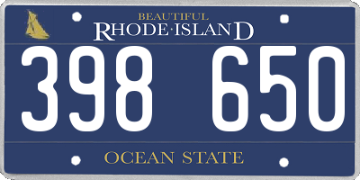 RI license plate 398650