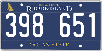 RI license plate 398651