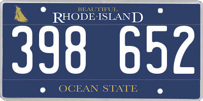 RI license plate 398652