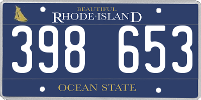 RI license plate 398653