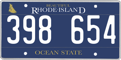 RI license plate 398654