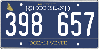 RI license plate 398657