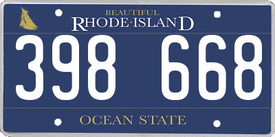 RI license plate 398668