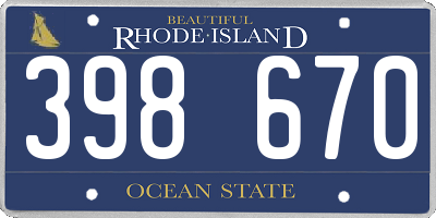 RI license plate 398670