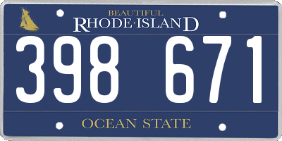 RI license plate 398671