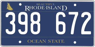 RI license plate 398672