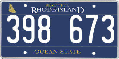 RI license plate 398673