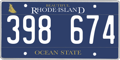 RI license plate 398674