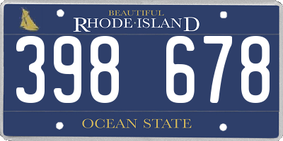 RI license plate 398678
