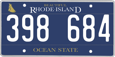 RI license plate 398684
