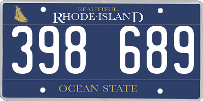 RI license plate 398689