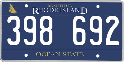 RI license plate 398692
