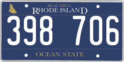 RI license plate 398706