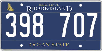 RI license plate 398707