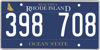 RI license plate 398708