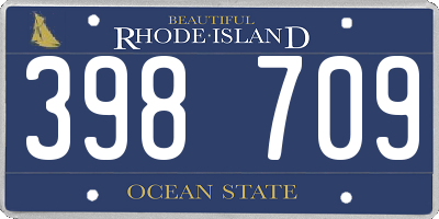 RI license plate 398709