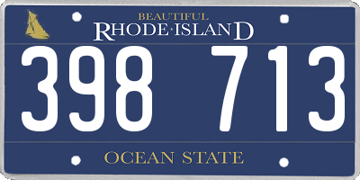 RI license plate 398713