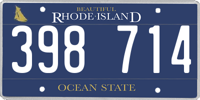 RI license plate 398714